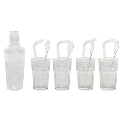 ITEM Cocktailshaker set - 13-delig - glas - 4 bekers - 4 rietjes - 4 roerlepels