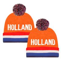 Verkleed muts - 2x - Supporters Nederland/holland - voor volwassenen - in vlag kleuren - polyester