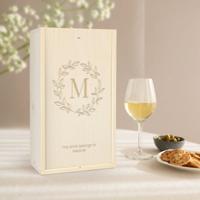 Luxe wijnkist graveren - 2 vaks - Hout