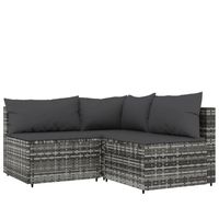 The Living Store Loungeset - Grijs - Hoekbank 63x63x57.5cm - Middenbank 63x63x57.5cm - Inclusief kussens