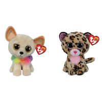 Ty - Knuffel - Beanie Boo's - Chewey Chihuahua & Livvie Leopard