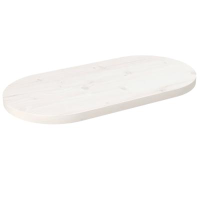 Tafelblad ovaal 80x40x2,5 cm massief grenenhout wit