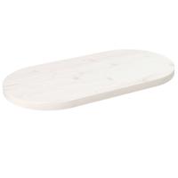 Tafelblad ovaal 80x40x2,5 cm massief grenenhout wit