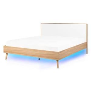 Beliani-SERRIS-Tweepersoonsbed LED-Wit-140 x 200 cm-Vezelplaat