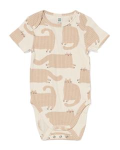 HEMA Meegroeiromper Rib Bamboe Met Stretch Dieren Beige (beige)