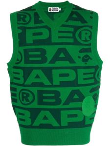 A BATHING APE® gilet à logo en intarsia - Vert