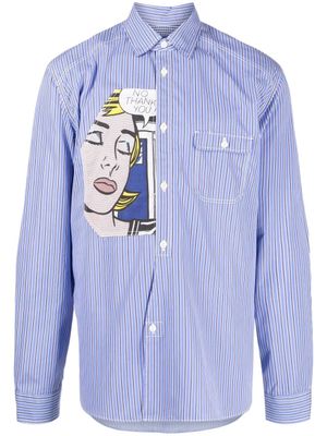 Junya Watanabe MAN chemise Pop Art à rayures - Bleu