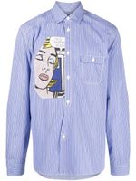 Junya Watanabe MAN chemise Pop Art à rayures - Bleu