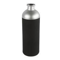 Countryfield Bloemen/deco vaas - zwart/zilver - glas - fles - D11 x H33 cm - Vazen - thumbnail