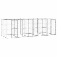 vidaXL Hondenkennel met dak 12,1 m² gegalvaniseerd staal - thumbnail