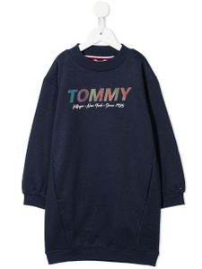 Tommy Hilfiger Junior robe-sweat à logo métallisé - Bleu