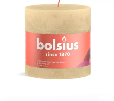 Bolsius stompkaars rustiek shine 10x10cm oat beige