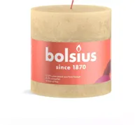 Bolsius stompkaars rustiek shine 10x10cm oat beige