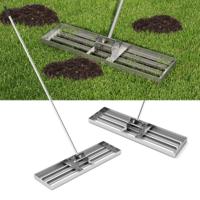 Gras Egaliseerhark met Ergonomisch Handvat Metalen Grasriek Egalisatie Oppervlakvlakker Gazonwerktuig Zilver / Zwart
