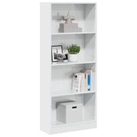 Boekenkast 60x24x143 cm bewerkt hout hoogglans wit - thumbnail