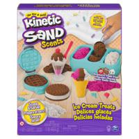 Kinetic Sand - Ijstraktaties-speelset met 510 g natuurlijk geurend speelzand in 3 kleuren en 6 stuks serveergereedschap