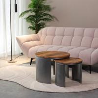 D-MAXX Salontafel Set Bunch - Rough - Mangohout - 60 cm - Rond