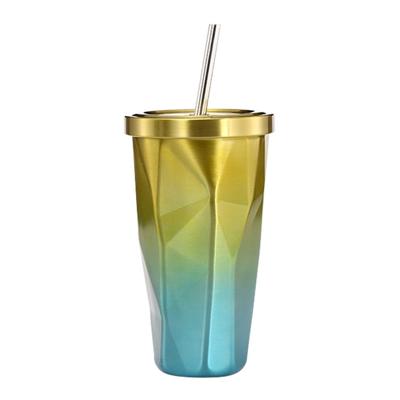 500ml onregelmatige dubbellaagse 304 roestvrijstalen Sippy beker (geel)