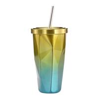 500ml onregelmatige dubbellaagse 304 roestvrijstalen Sippy beker (geel)