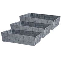 Set van 3x stuks kast/badkamer opbergmandjes zilvergrijs 34 x 21 x 8,5 cm