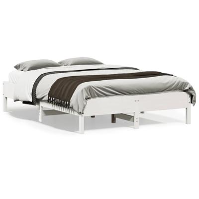 Bedframe zonder matras massief grenenhout wit 140x190 cm