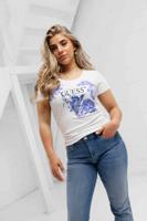 Guess Flower Triangle T-Shirt Dames Wit - Maat S - Kleur: WitPaars | Soccerfanshop