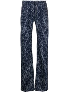 Ludovic de Saint Sernin pantalon droit à motif monogrammé - Bleu