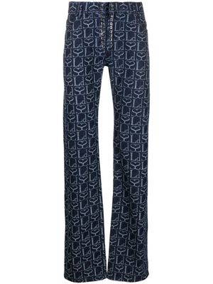 Ludovic de Saint Sernin pantalon droit à motif monogrammé - Bleu