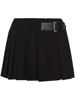 Prada minijupe plissée en gabardine - Noir