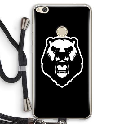 Angry Bear (black): Huawei Ascend P8 Lite (2017) Transparant Hoesje met koord
