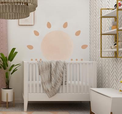 Muursticker kinderkamer met abstracte minimale zon