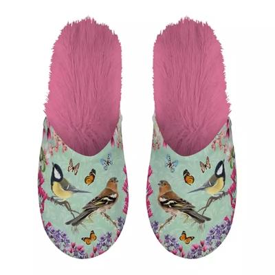 PANTOFFEL TUINVOGELS GROEN / ROZE MAAT 39-42