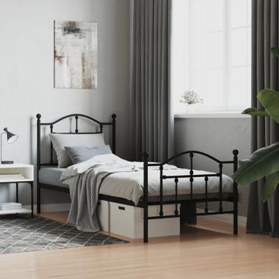Bedframe met hoofd- en voeteneinde metaal zwart 90x190 cm
