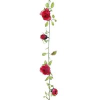 Louis Maes kunstplant bloemenslinger Rozen - rood/groen - 225 cm - kunstbloemen