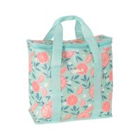 Medium size koeltas voor lunch Hawaii fruit thema groen/creme 34 x 16 x 36 cm 16 liter