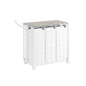 Wasmand 110 L met deksel inktzwart en leigrijs, Wolk wit / 130 L (66 x 33 x 65 cm)