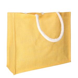 Jute gele shopper/boodschappen tas 42 cm