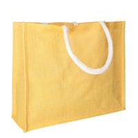 Jute gele shopper/boodschappen tas 42 cm