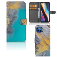 Motorola Moto G 5G Plus | Bookcase | Marble Blue Gold