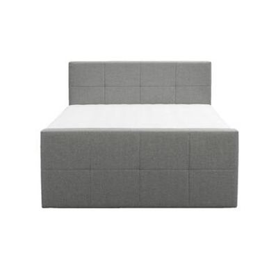 Boxspring met opbergruimte en voetbord Liv geblokt - lichtgrijs - 160x200cm - Leen Bakker