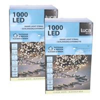 Clusterverlichting lichtsnoer - 2x - 1000 led lampjes - helder wit - 20 m - kerstverlichting