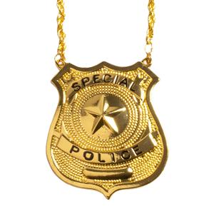 Boland Carnaval/verkleed accessoires Politie sieraden - ketting met badge - goud - kunststof   -