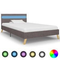 vidaXL Bedframe met LED stof lichtgrijs 100x200 cm - thumbnail