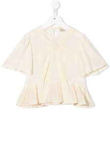 Stella McCartney Kids blouse en soie à détail de nœud - Tons neutres