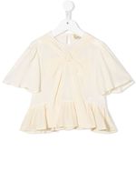 Stella McCartney Kids blouse en soie à détail de nœud - Tons neutres