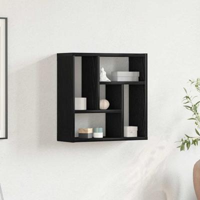 Wandplank 45x16x45 cm spaanplaat zwart eikenkleurig