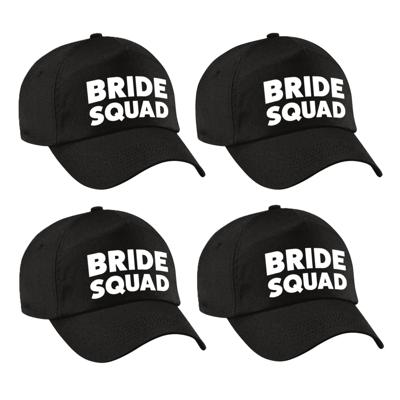 Vrijgezellenfeest baseballcap/petje - 8x - Bride Squad - zwart - dames