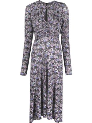 ISABEL MARANT robe fleurie à manches longues - Gris