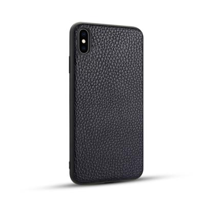 Voor iPhone XS Max Litchi PU lederen anti-Falling TPU beschermhoes (Deep Blue)