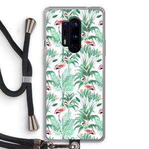 Flamingo bladeren: OnePlus 8 Pro Transparant Hoesje met koord